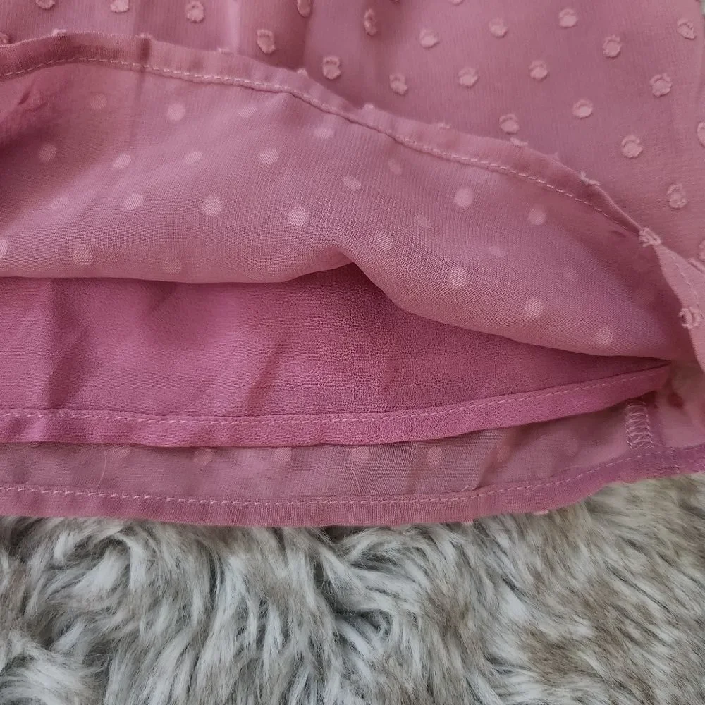 Unbranded Smocked Top Swiss Dot Textured Tank Top Pink Women's Size XL - Picture 3 of 8